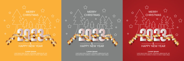 Fototapeta na wymiar Merry Christmas and happy new year 2023 square banner template