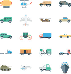 Transports Colored Vector Icons 

