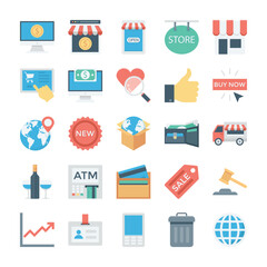 Shopping and ECommerce Colored Vector Icons 

