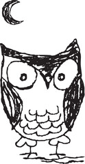 sketch of owl , vector illustration