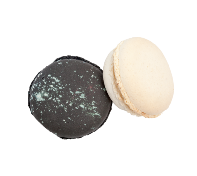 Traditional French macaroons isolated objects.
