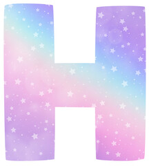 Uppercase Letter H Fantasy alphabet rainbow unicorn