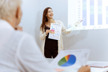 group of business men and women  are meeting together, giving opinions, discussing and exchanging...