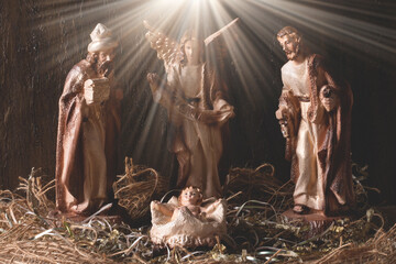 Nativity scene. Traditional Christmas scene.