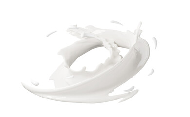 3d milk ripple whirlpool splash  isolated. 3d render illustration - obrazy, fototapety, plakaty