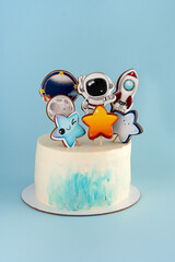 Mockup holiday cake for boy Birthday space style