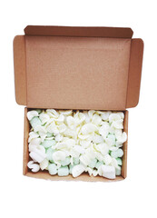Cardboard box with foam chip  isolated on transparency photo png file 