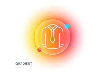 Shirt line icon. Gradient blur button with glassmorphism. Male dress shirt sign. Business wear symbol. Transparent glass design. Shirt line icon. Vector