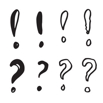 Image of question mark and exclamation mark icon on white background.