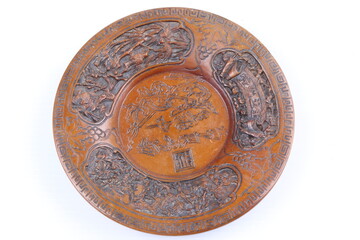 wooden plate on white background