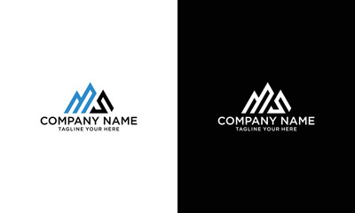 Letter MS Logo Symbol. Initial Monogram Logo. Vector logo for business and company identity on a black and white background.