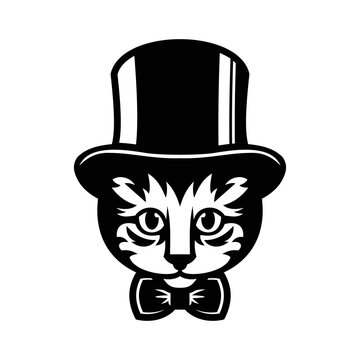 Cat Cartoon Vector Mascot Character With Top Hat