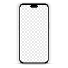 3D realistic high quality smartphone mockup with isolated background. Smart phone mockup collection. Device front view. 3D mobile phone with shadow on white background.