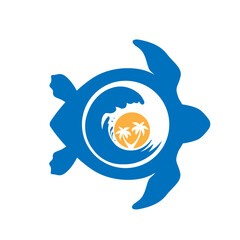 tropical beach inside turtle shell