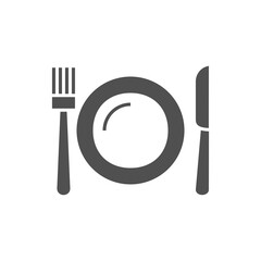 Plate, Fork and Knife Icon. Plate, Fork and Knife Related Vector Glyph Icon. Editable EPS