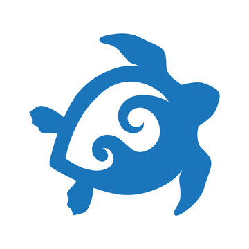 turtle with Maori tattoo shell, logo icon