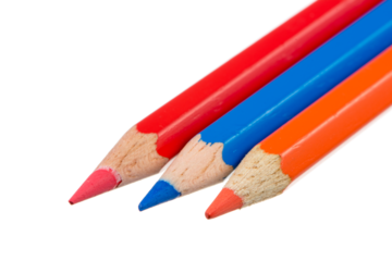 Macro of Isolated wooden colored crayons