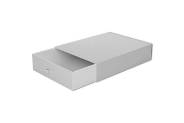 Blank Realistic packaging cardboard sliding open gift box mockup on a gray background.3d rendering.