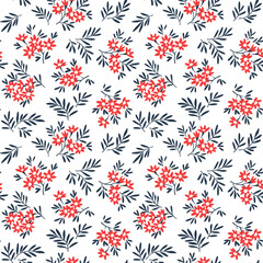 Fototapeta premium Cute floral pattern in the small flowers. Seamless vector texture. Elegant template for fashion prints. Printing with small Pink flowers. White background.
