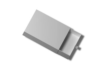 Fototapeta premium Blank Realistic packaging cardboard sliding open gift box mockup on a gray background.3d rendering.