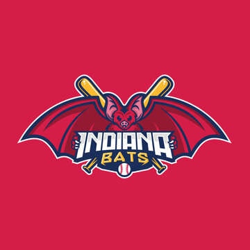Baseball Indiana Bat Mascot Cartoon Character Vector