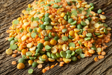Bean mixture on an old wooden board