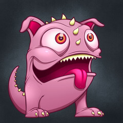 Fototapeta premium Adorable , Pink, Monster Pet Cartoon Illustration