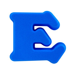 letter E uppercase alphabet plastic on white background with Clipping path