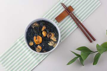 mussels seaweed soup Korean food