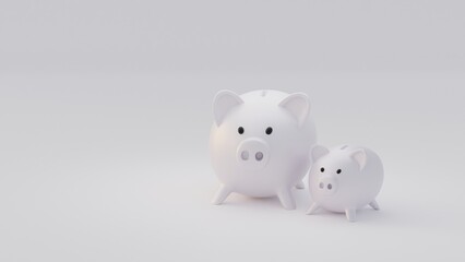 3D render of Piggy bank on gray background
