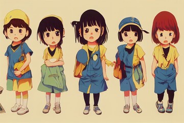 Child Care Workers ,Anime style illustration V1 High quality 2d illustration