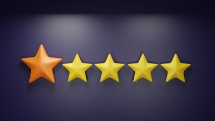 Fototapeta premium 3D render. Five stars on dark background