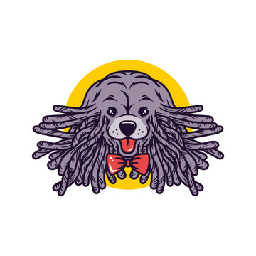 Smile Puli Dog Breed Vector Illustration