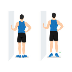 Man doing external rotation or bodyweight calf raises exercise. Flat vector illustration isolated on white background © lioputra