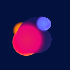 Number six logo in Glass morphism style. Vector multicolor translucent icon on black background.