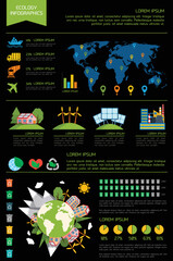 Ecology eco friendly energy world infographic set with graphs and charts vector illustration