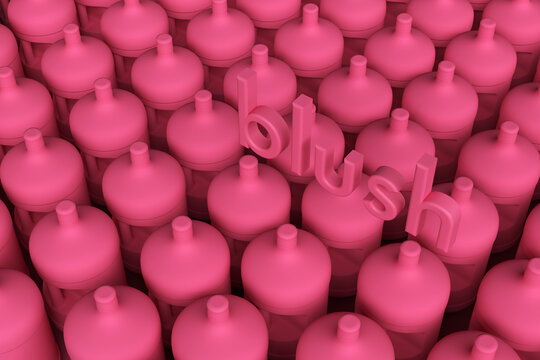3D Illustration of Blush Pink Color Background Created Using Plastic Bottles and Name