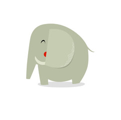 Cute elephant. African animal. Cheerful cute elephant. Funny cartoon character.