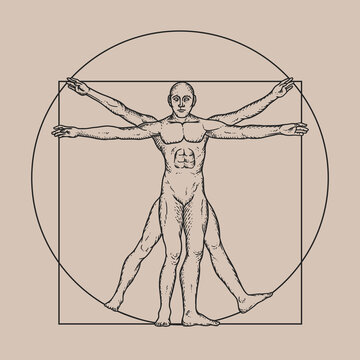 Classic Hand Drawing based on Leonard Da Vinci s Vitruvian Man
