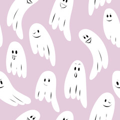 Cute ghost seamless pattern. Halloween vector illustration. - 532211957