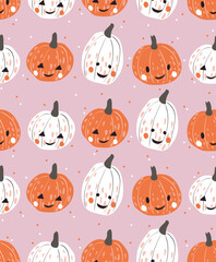 Pumpkin seamless pattern. Halloween background for fabric, textile, wrapping paper or wallpaper.