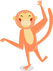 Cute Happy monkey. African animal. Brazilian animal. The monkey jumps happily. Funny cartoon character. - 532212367