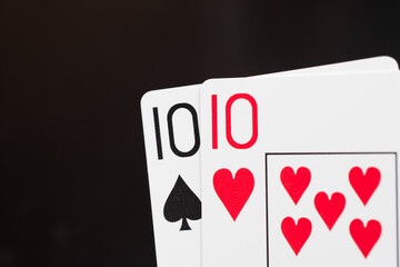 Playing cards on a black background