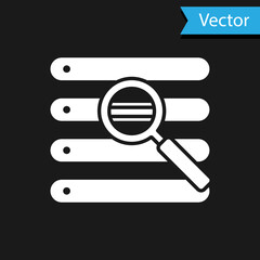 White Search in a browser window icon isolated on black background. Vector Illustration