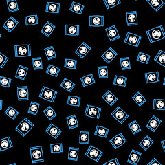 Line Fertilizer bag icon isolated seamless pattern on black background. Vector