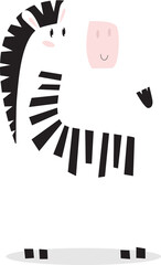 Cute zebra. African animal. Funny cartoon zebra. Cartoon character. Safari, Africa, Savannah