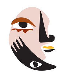 Modern abstract face portrait. Contemporary colorful background Cubism style for print, cards, textile. Vector fashion abstraction poster