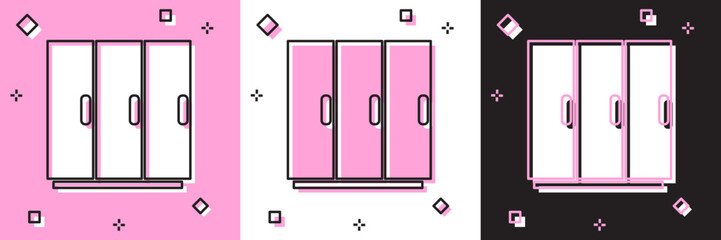 Set Wardrobe icon isolated on pink and white, black background. Vector