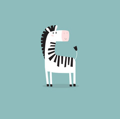 Cute zebra. African animal. Funny cartoon zebra. Cartoon character. Safari, Africa, Savannah