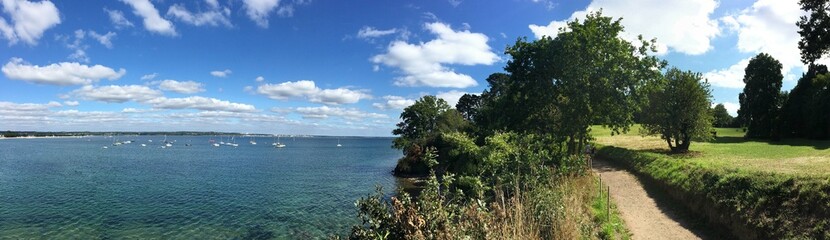 sur le chemin côtier de Cap-Coz à Fouesnant en Finistère Cornouaille Bretagne France	